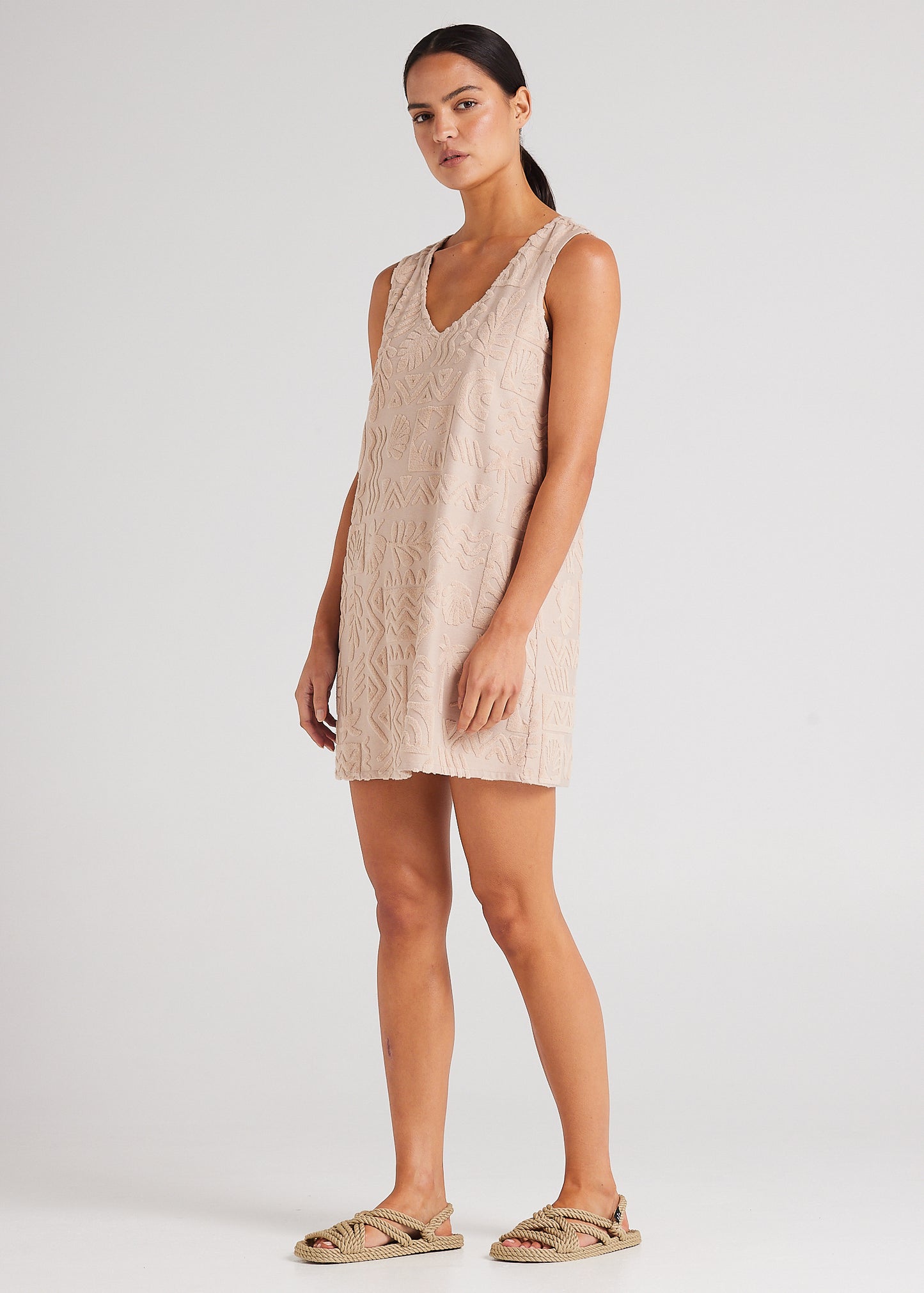 Mai Tai V Tunic Towelling Dress - Mushroom