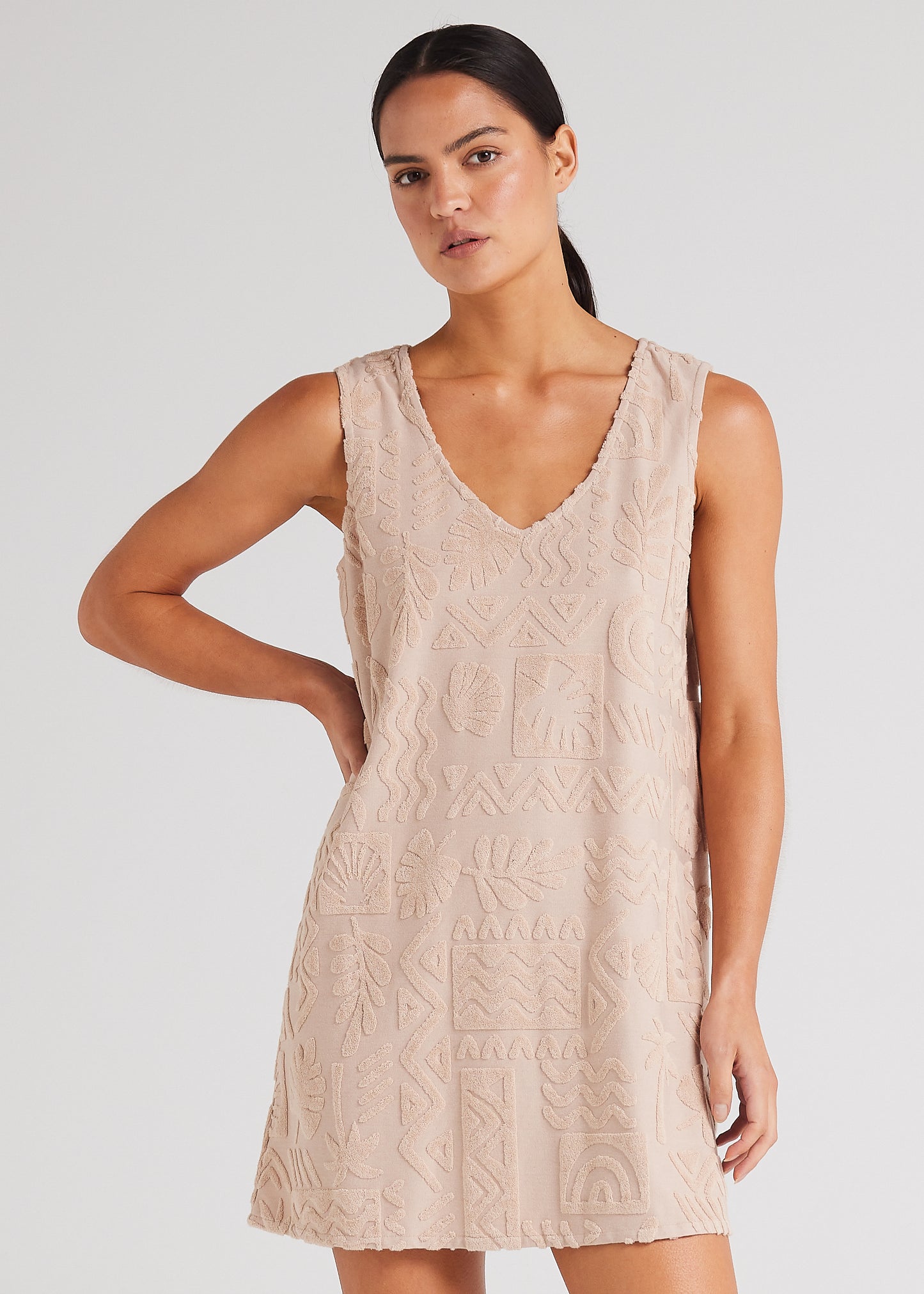 Mai Tai V Tunic Towelling Dress - Mushroom