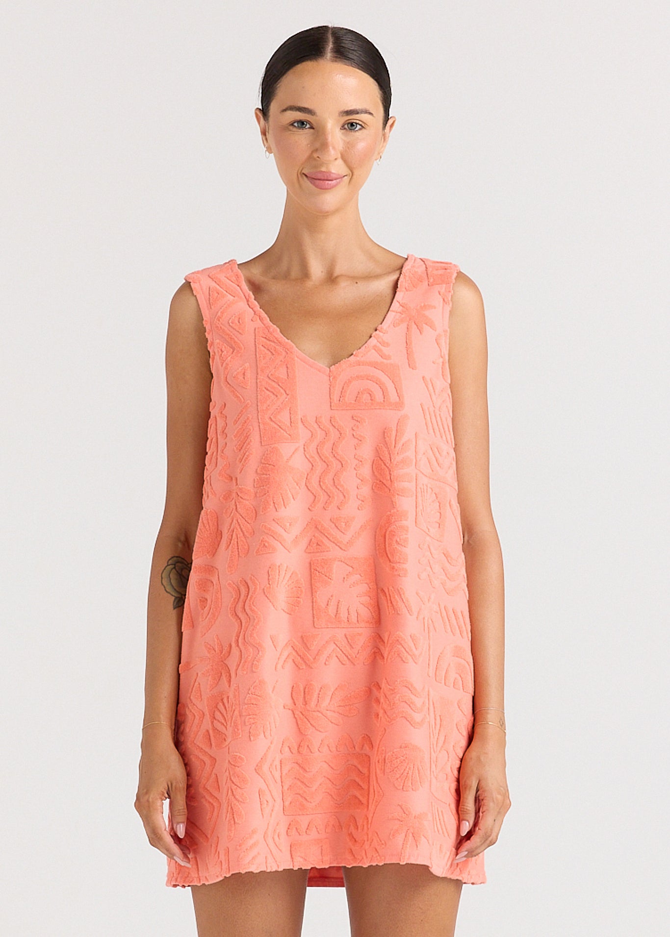 Mai Tai V Tunic Towelling Dress - Watermelon