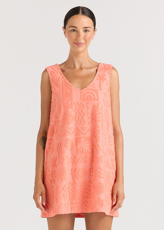 Mai Tai V Tunic Towelling Dress - Watermelon