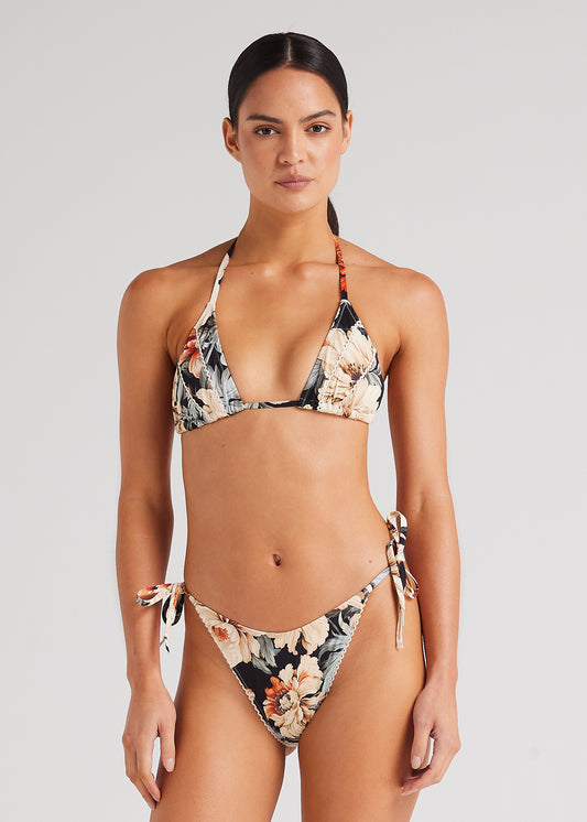 Panama String Tie Bikini Top - Black